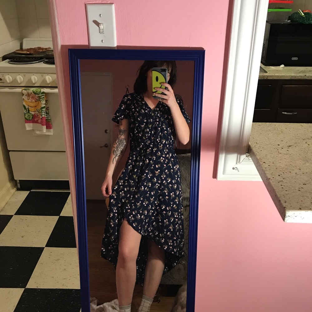 Dark Blue Floral Dress